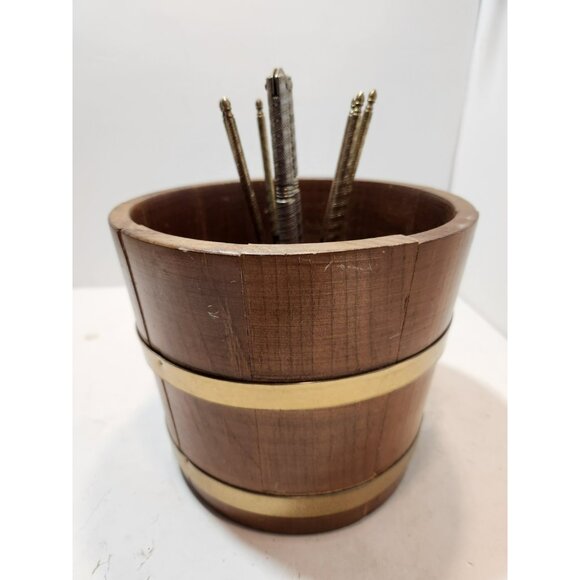 Vintage Basketville Putney Vermont Walnut Barrel and Nutcracker Pick Set - Picture 10 of 13